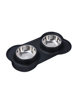 Spill Proof Stainless Steel Double Bowl