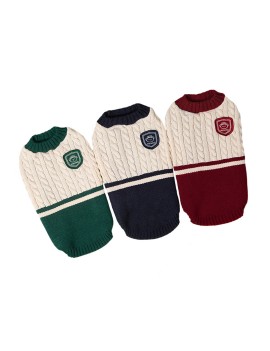 Contrast Color Cotton Knit Pet Sweater
