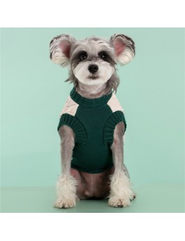 Contrast Color Cotton Knit Pet Sweater